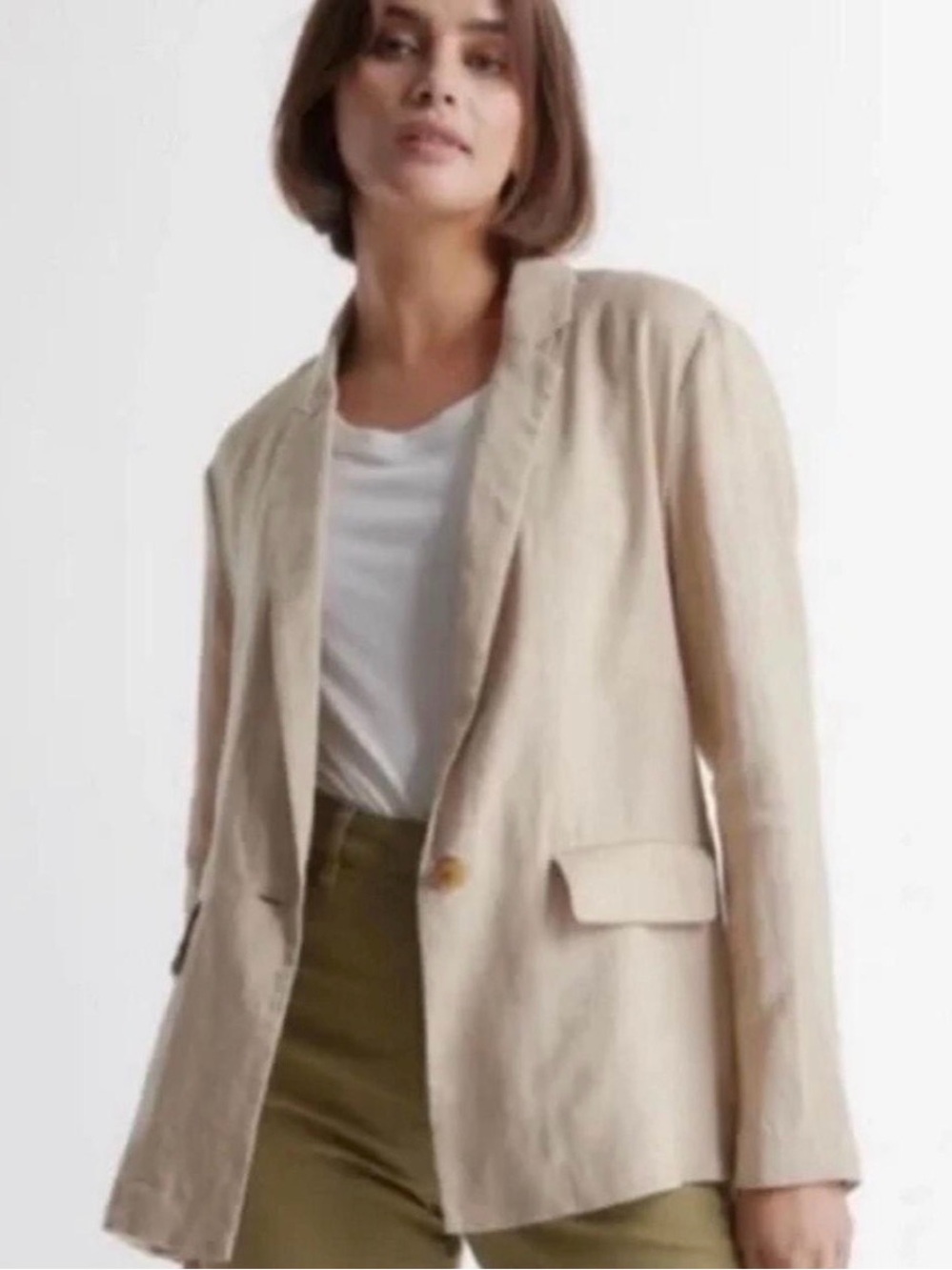NWT Quince 100% European Linen Blazer Driftwood Beige Women’s Large